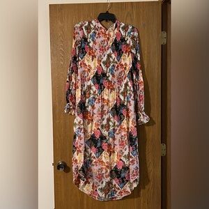 Anthropologie Multicolor Floral Long Sleeve Dress